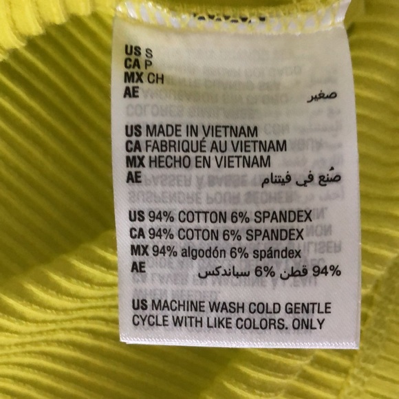 BarIII ELECTRIC CITRON ribbed v neck tie front top - Picture 4 of 4